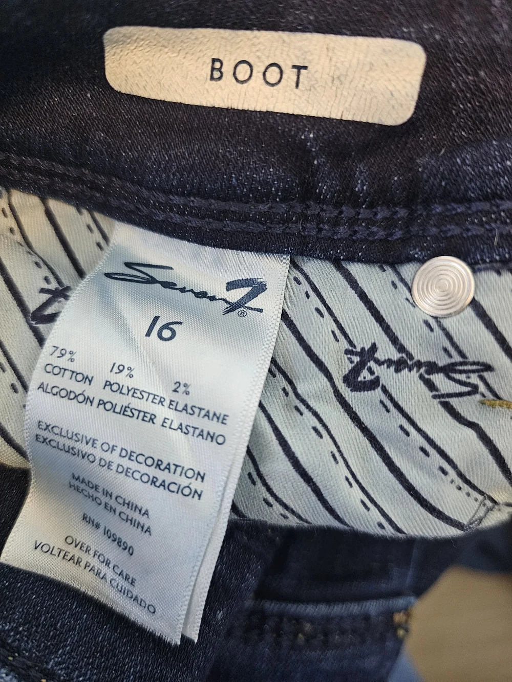 Seven7 Dark Blue Boot Cut Jeans Size 16